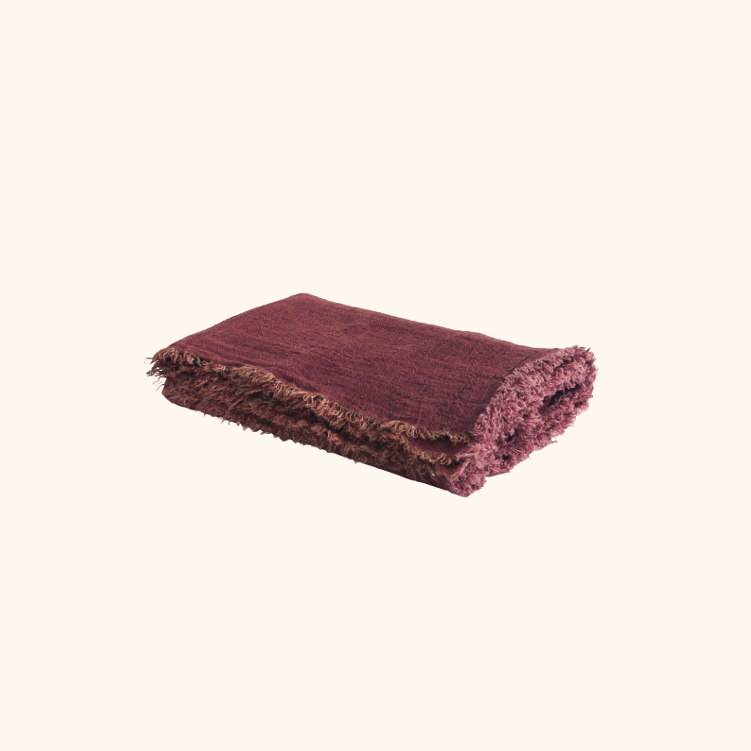 Vice Versa Fringed Throw in Washed Linen Crepe