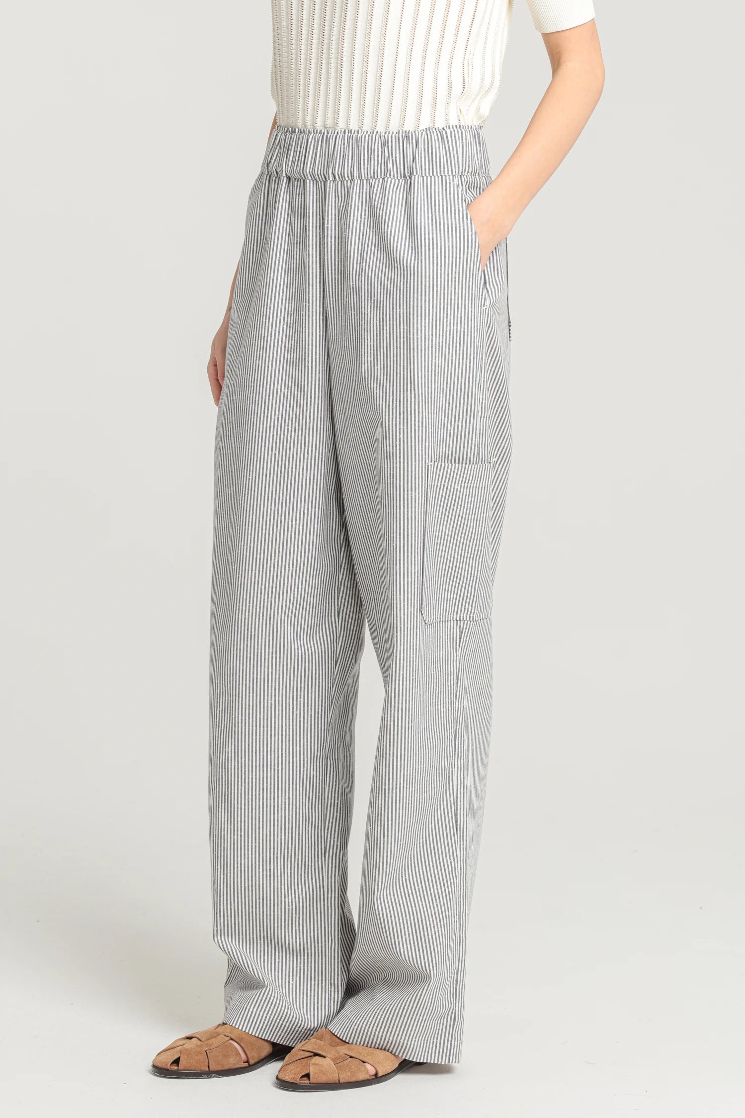 Pommy - Pantalon élastique à rayures