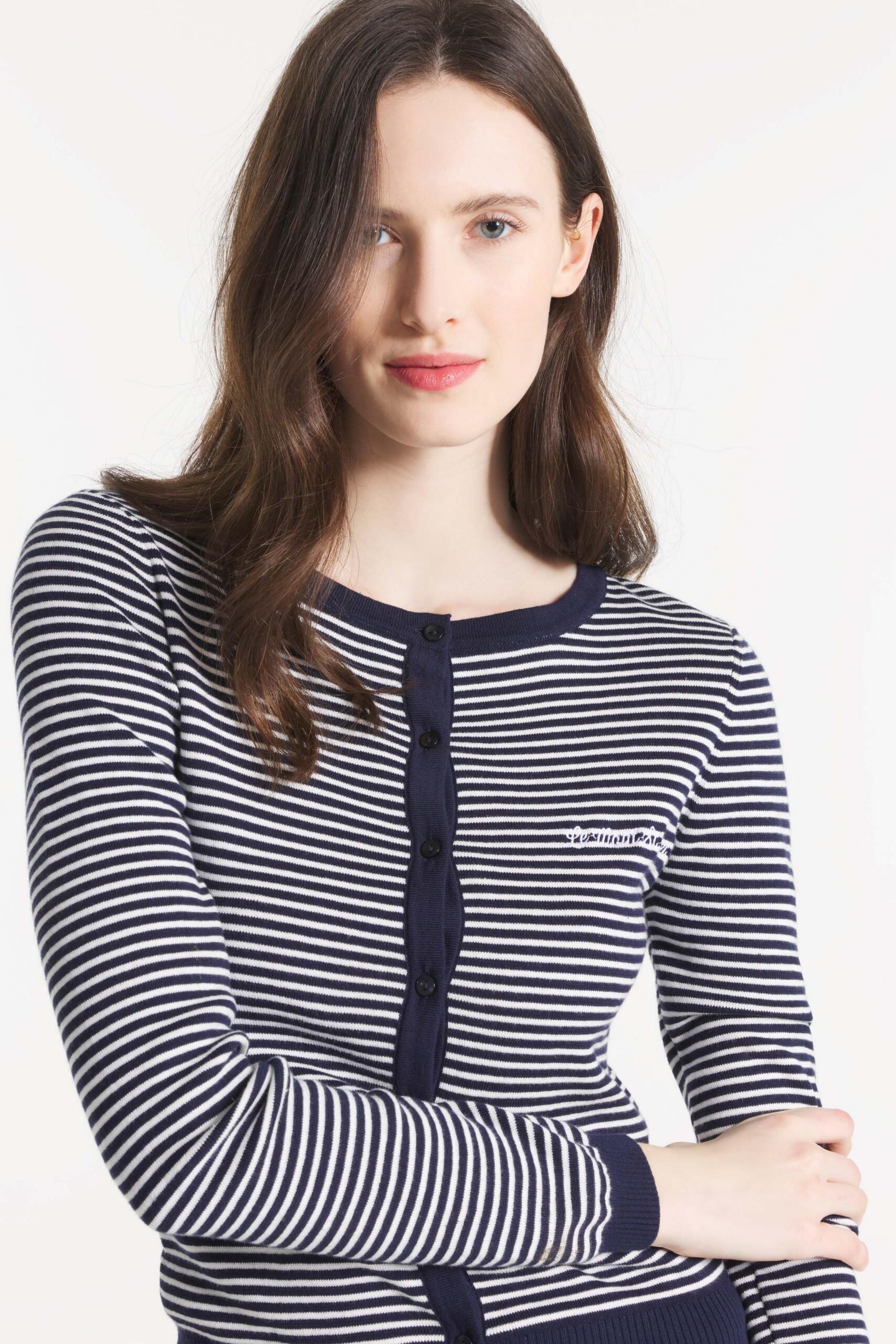 GRADA - STRIPPED CARDIGAN 100 PIMA COTTON