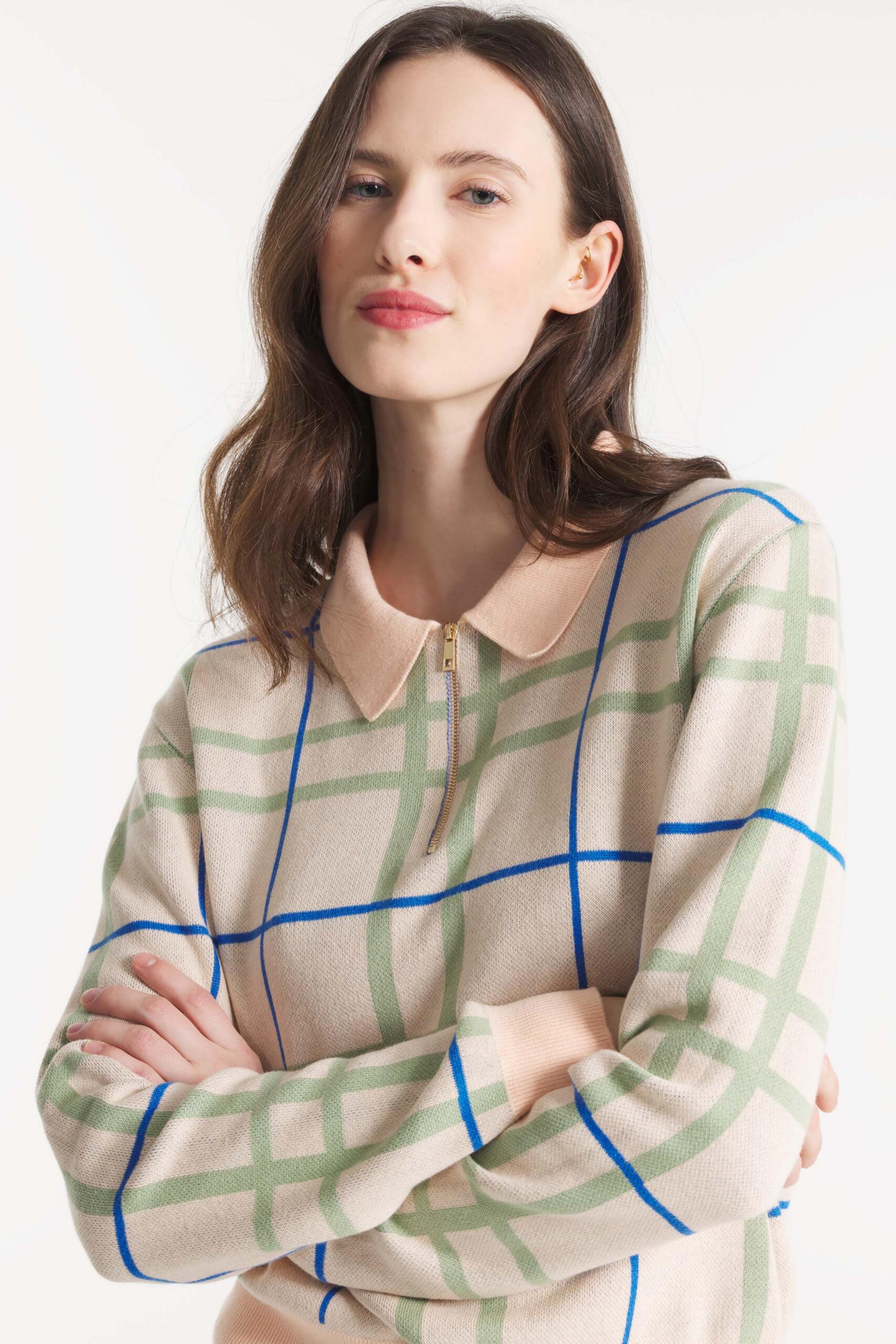 TARDI - Polo en jacquard avec fermeture éclair