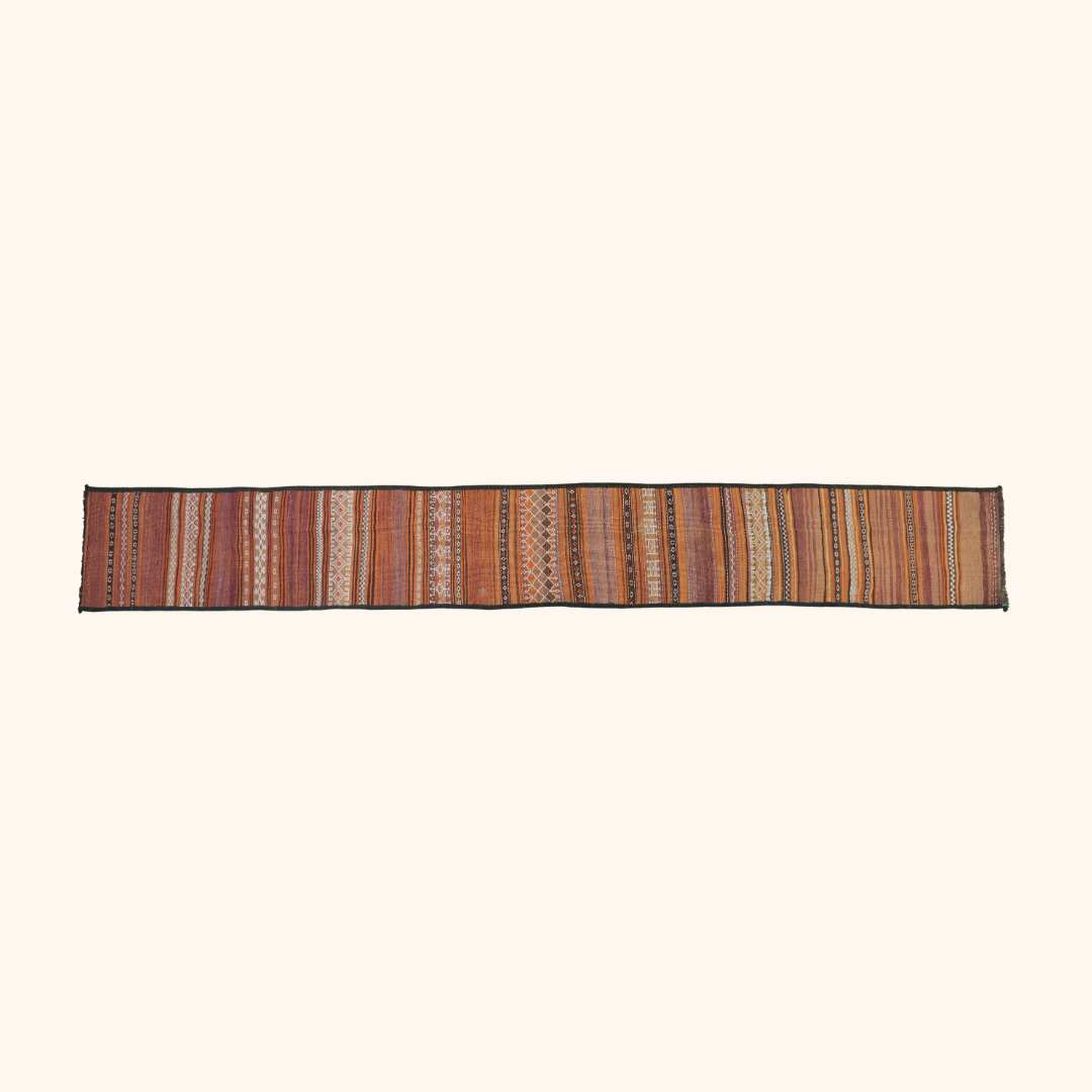 Tapis kilim QALAI, laine noué main, 55cm x 405cm