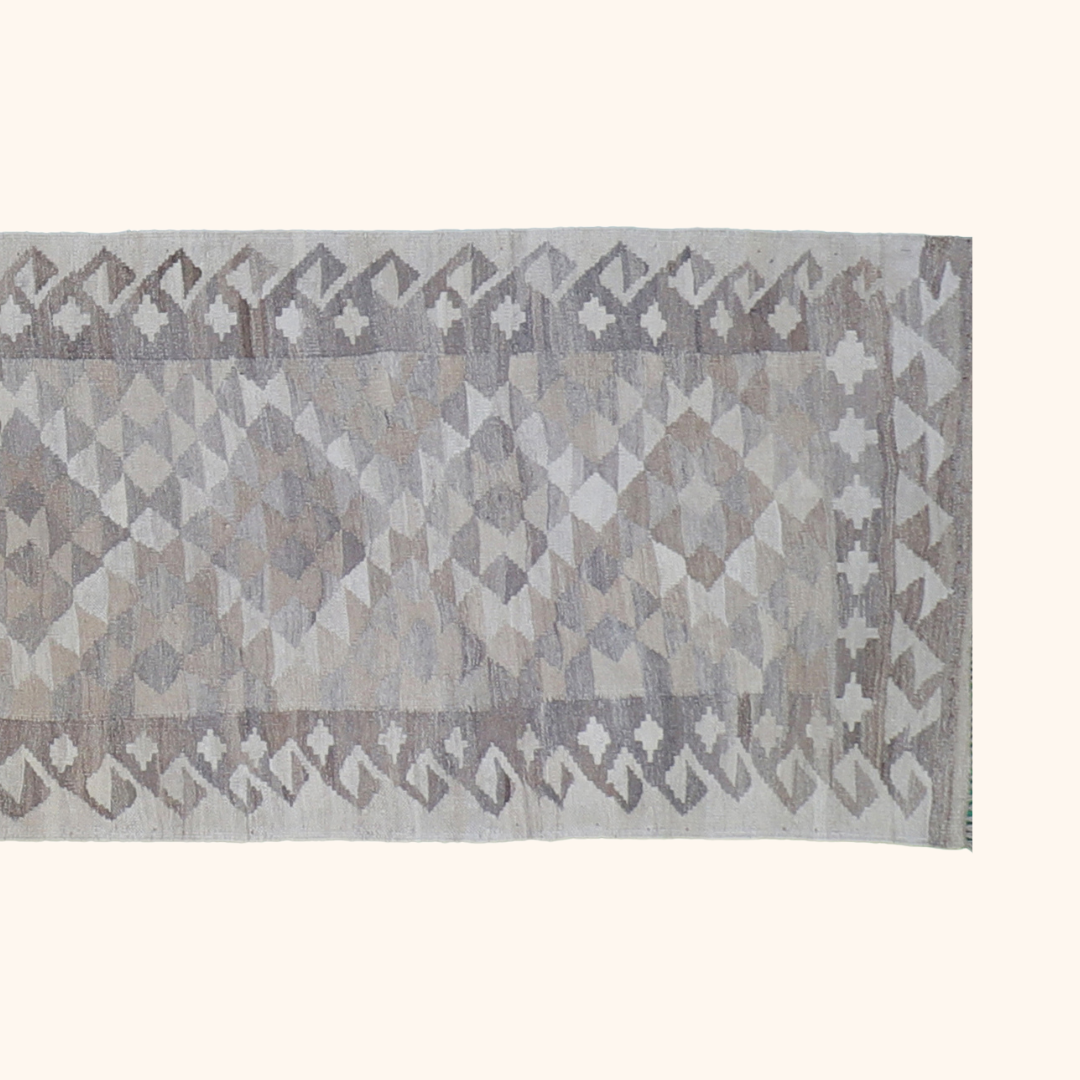 Tapis kilim MAIMANA, laine noué main, 80cm x 497cm