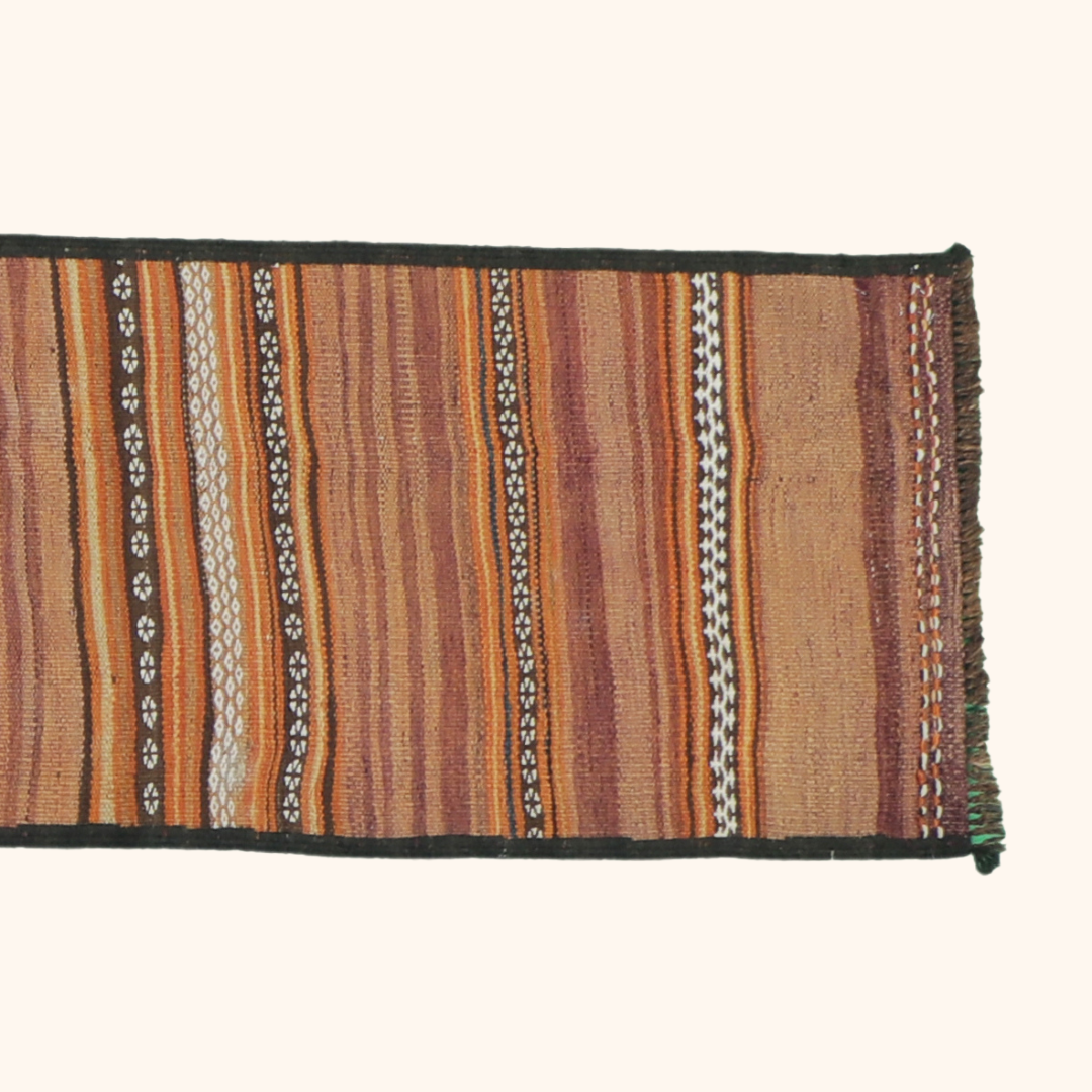 Tapis kilim QALAI, laine noué main, 55cm x 405cm