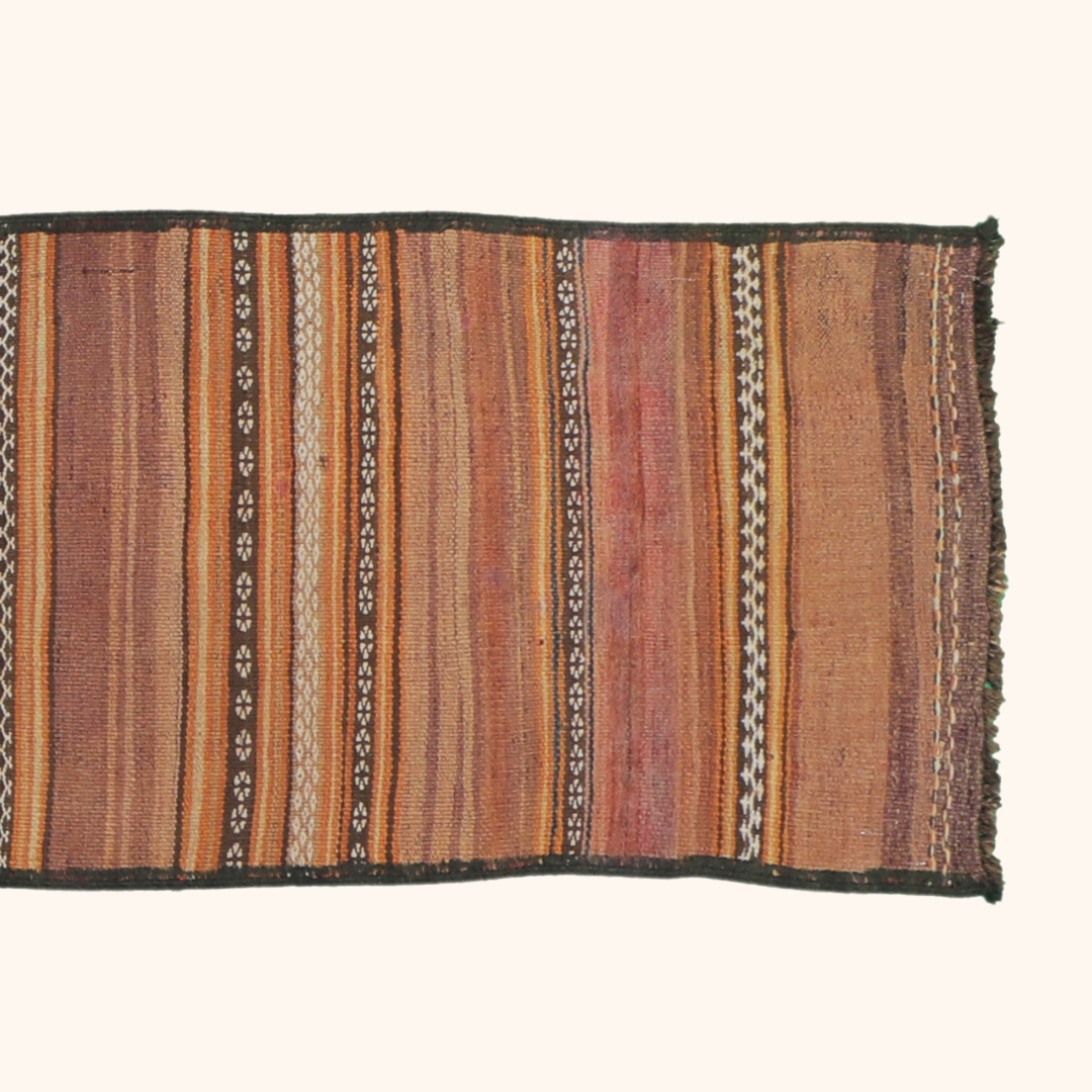 Tapis kilim QALAI, laine noué main, 60cm x 397cm