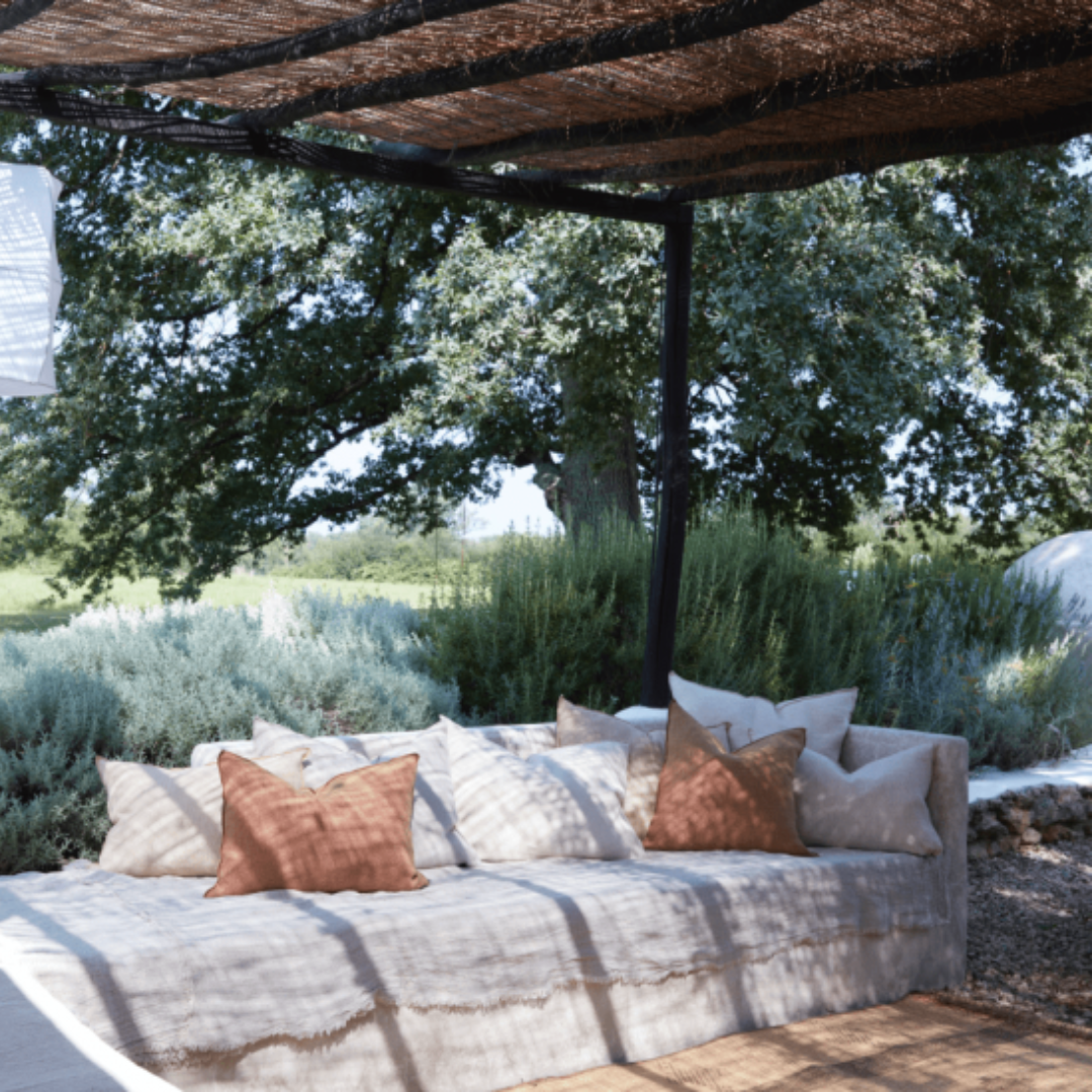 Vice Versa Fringed Throw in Washed Linen Crepe