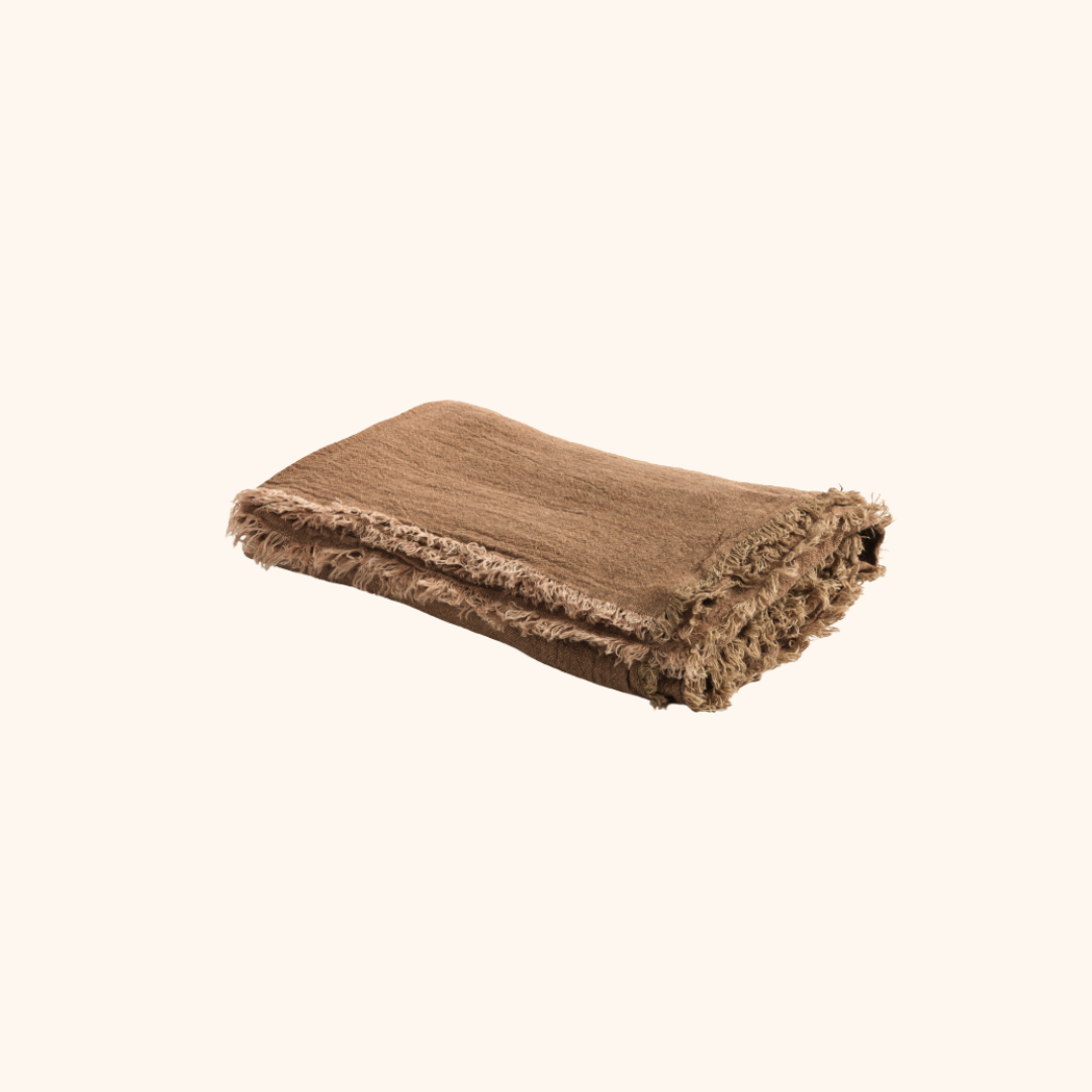 Vice Versa Fringed Throw in Washed Linen Crepe
