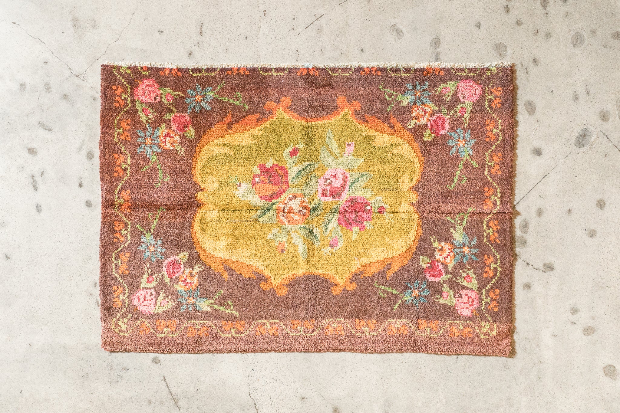 Tapis moldave coloré ancien point noué à la main 100% laine - 136cm x 198cm