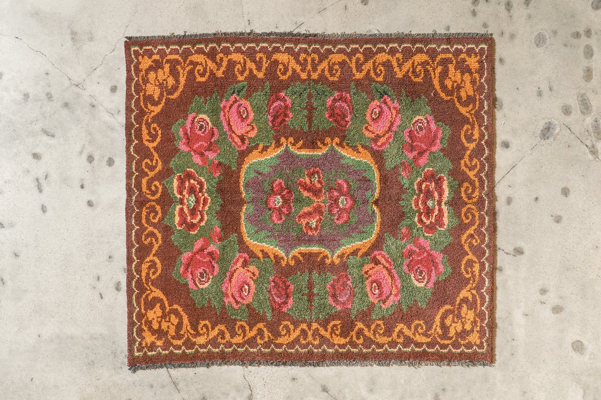 Tapis moldave coloré ancien point noué à la main 100% laine - 167cm x 190cm