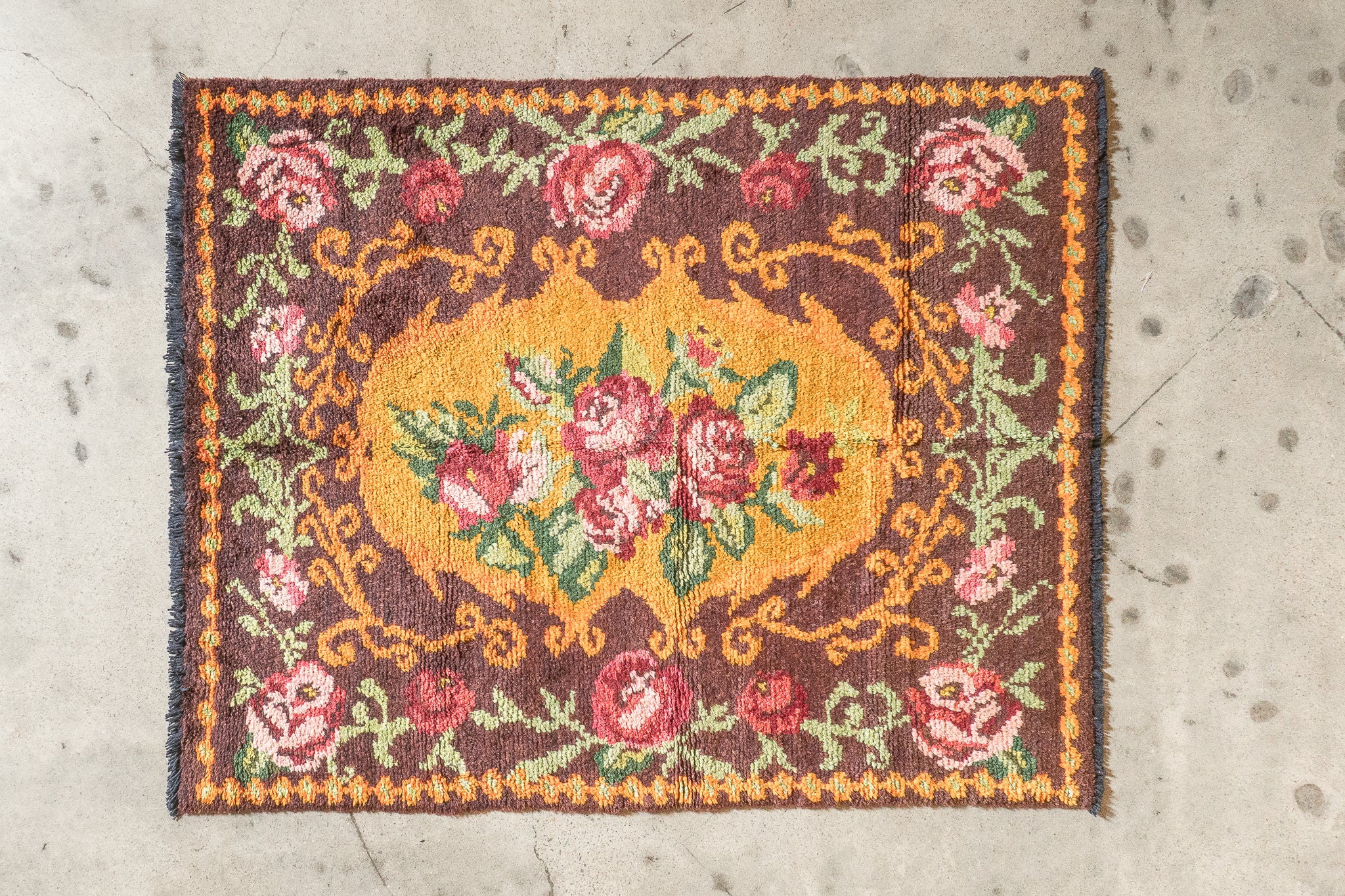 Tapis moldave coloré ancien point noué à la main 100% laine - 163cm x 204cm