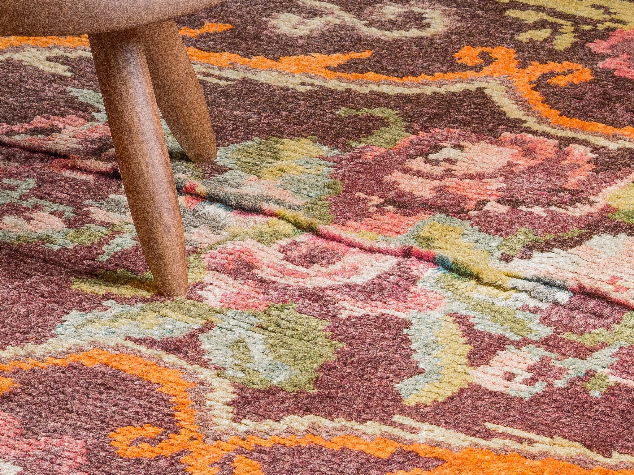 Tapis moldave coloré ancien point noué à la main 100% laine - 143cm x 200cm