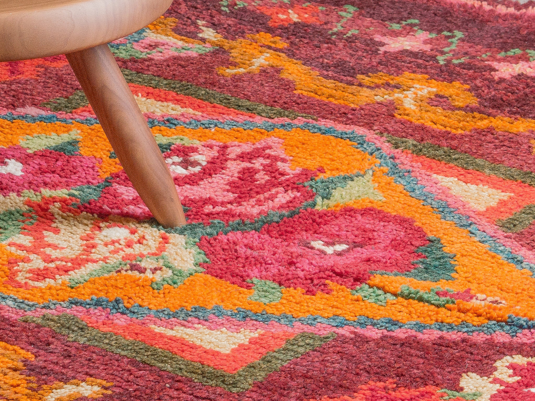 Tapis moldave coloré ancien point noué à la main 100% laine - 144cm x 195cm