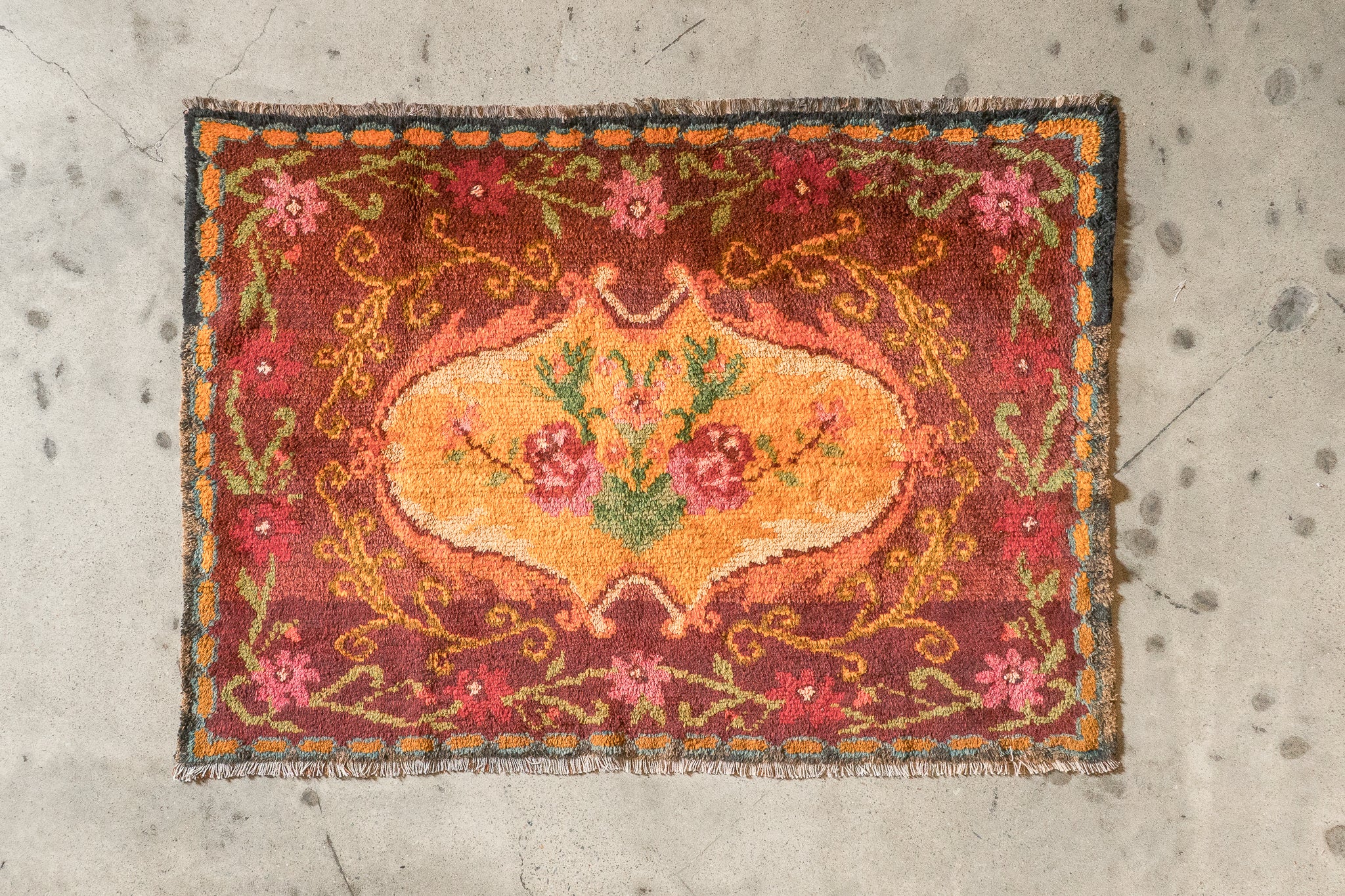 Tapis moldave coloré ancien point noué à la main 100% laine - 140cm x 196cm