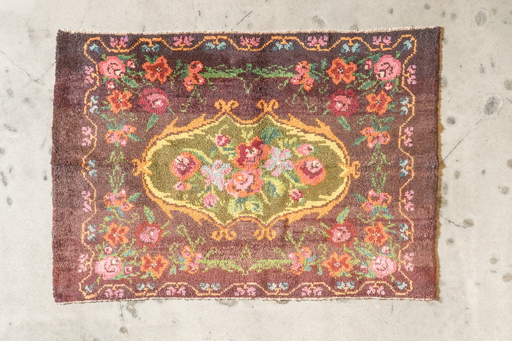 Tapis moldave coloré ancien point noué à la main 100% laine - 143cm x 205cm