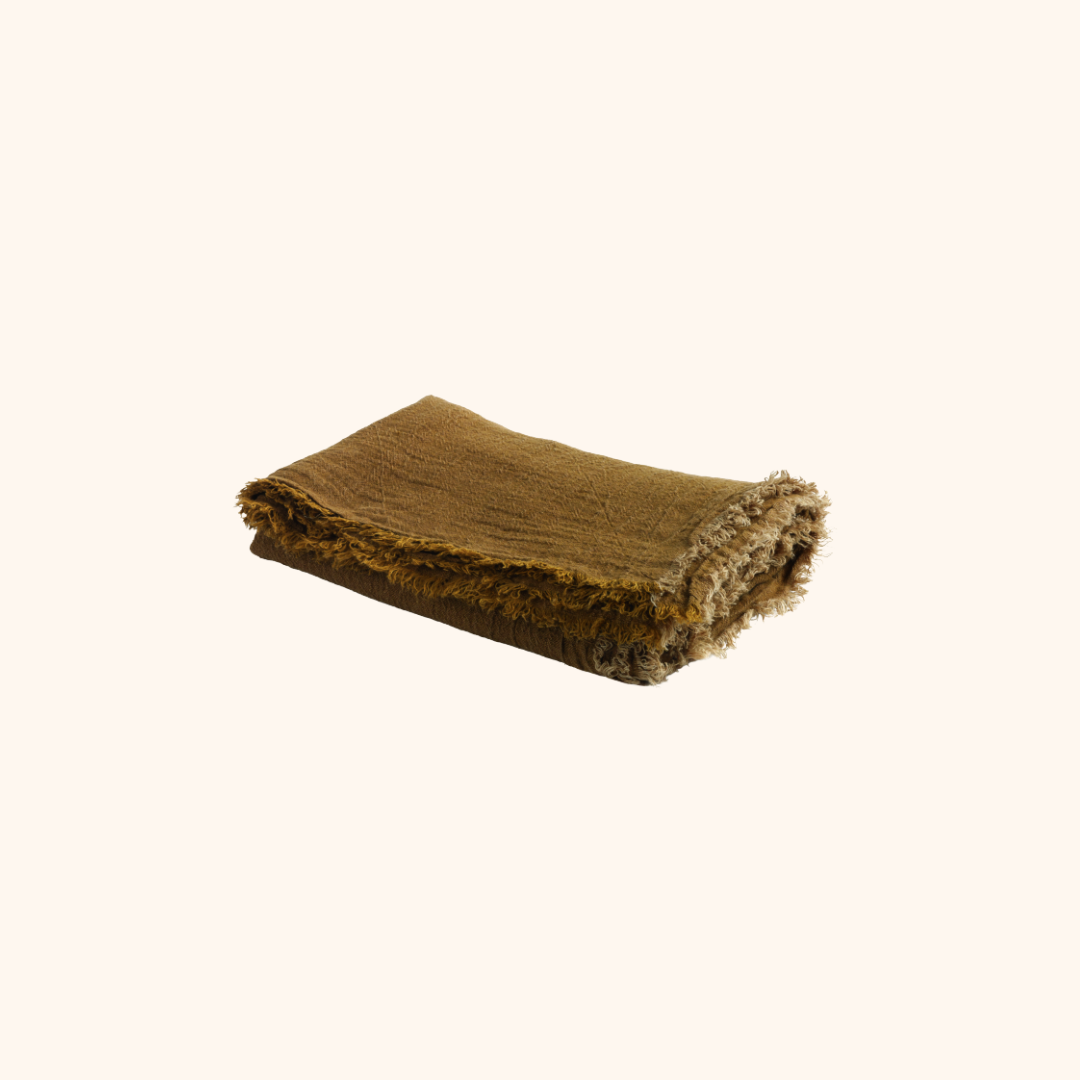 Vice Versa Fringed Throw in Washed Linen Crepe