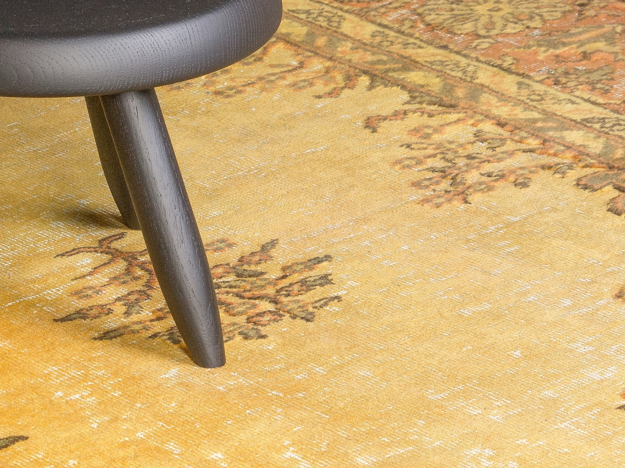 Tapis Taban vintage en coton jaune et ocre - 231cm x 317cm