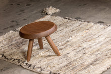 Tapis afghan beige blanc noir à poil long 100% laine de yak - 105cm x 146cm