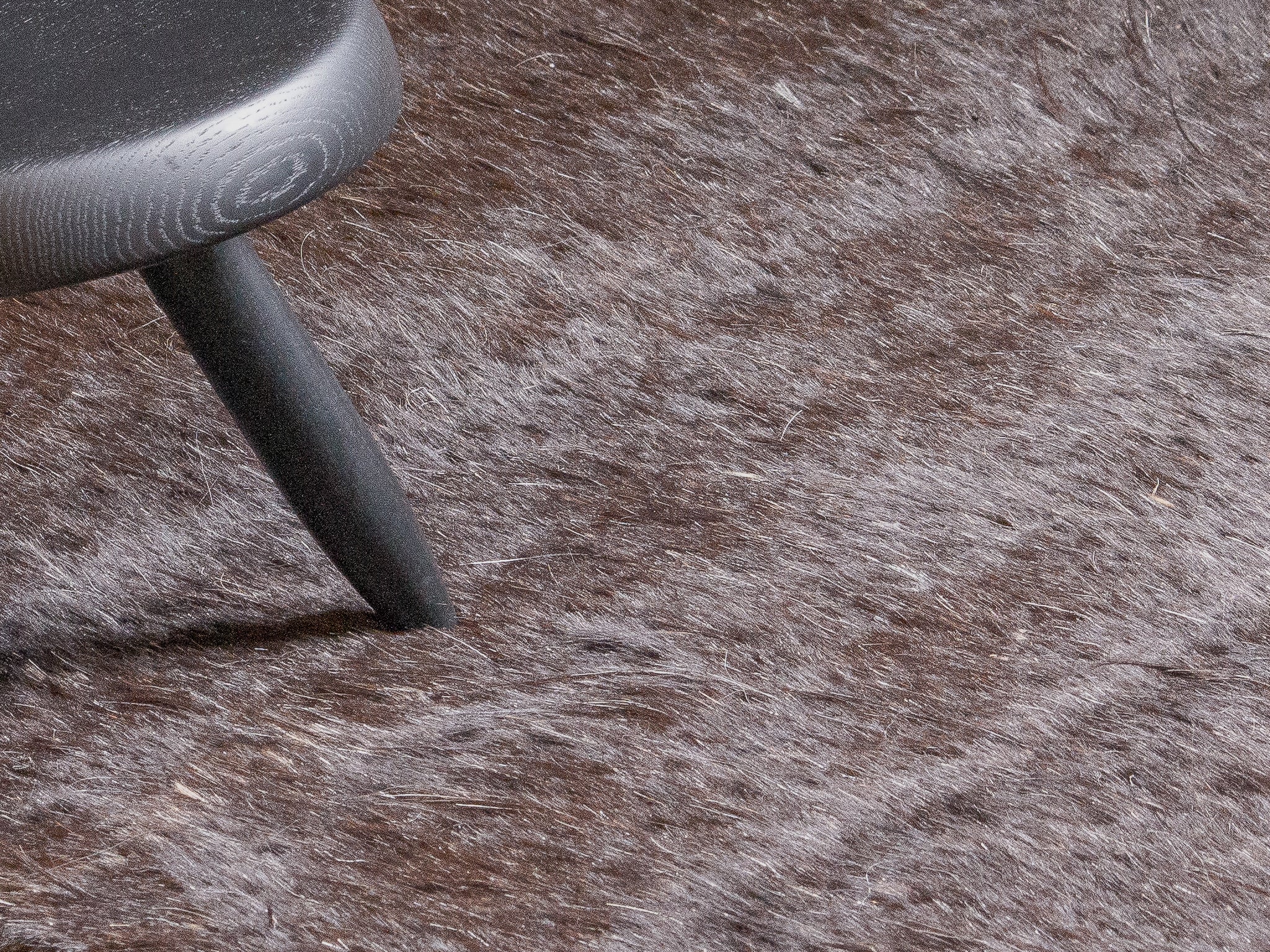 Tapis afghan à poil long noir 100% laine de yak - 104cm x 155cm