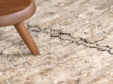 Afghan long-pile rug, beige and white - 105cm x 160cm