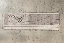 Tapis afghan noir et beige 100% laine de yak - 90cm x 300cm