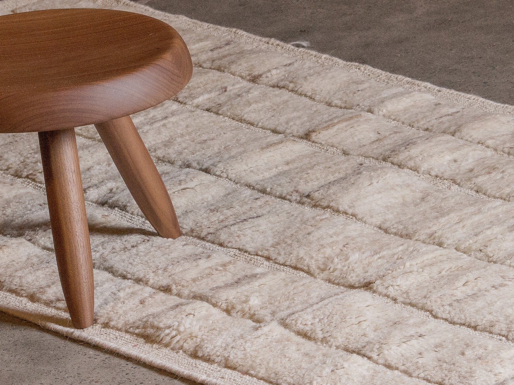 Tapis afghan beige 100% laine de yak - 82cm x 309cm