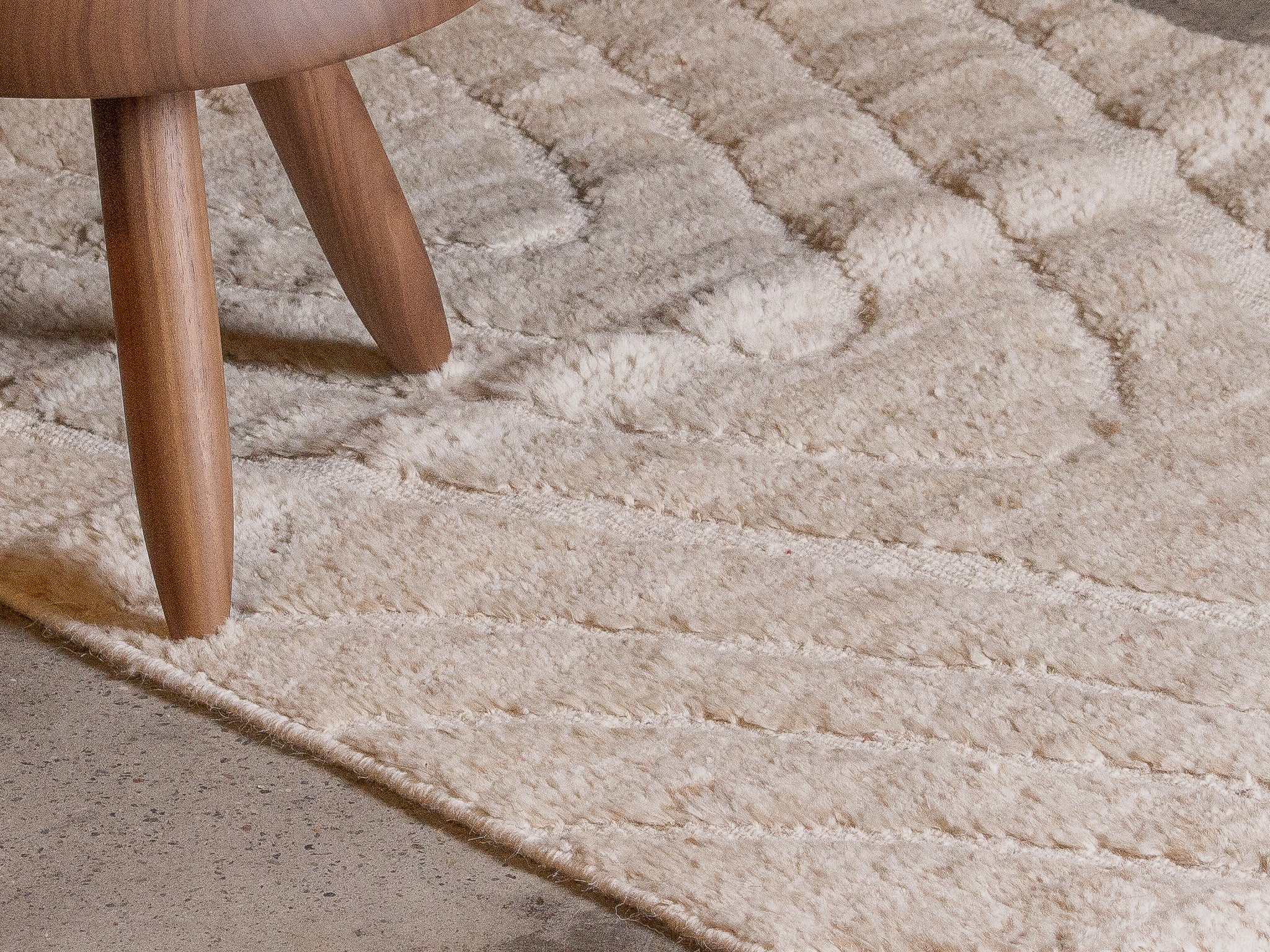 Tapis afghan beige 100% laine de yak - 78cm x 310cm