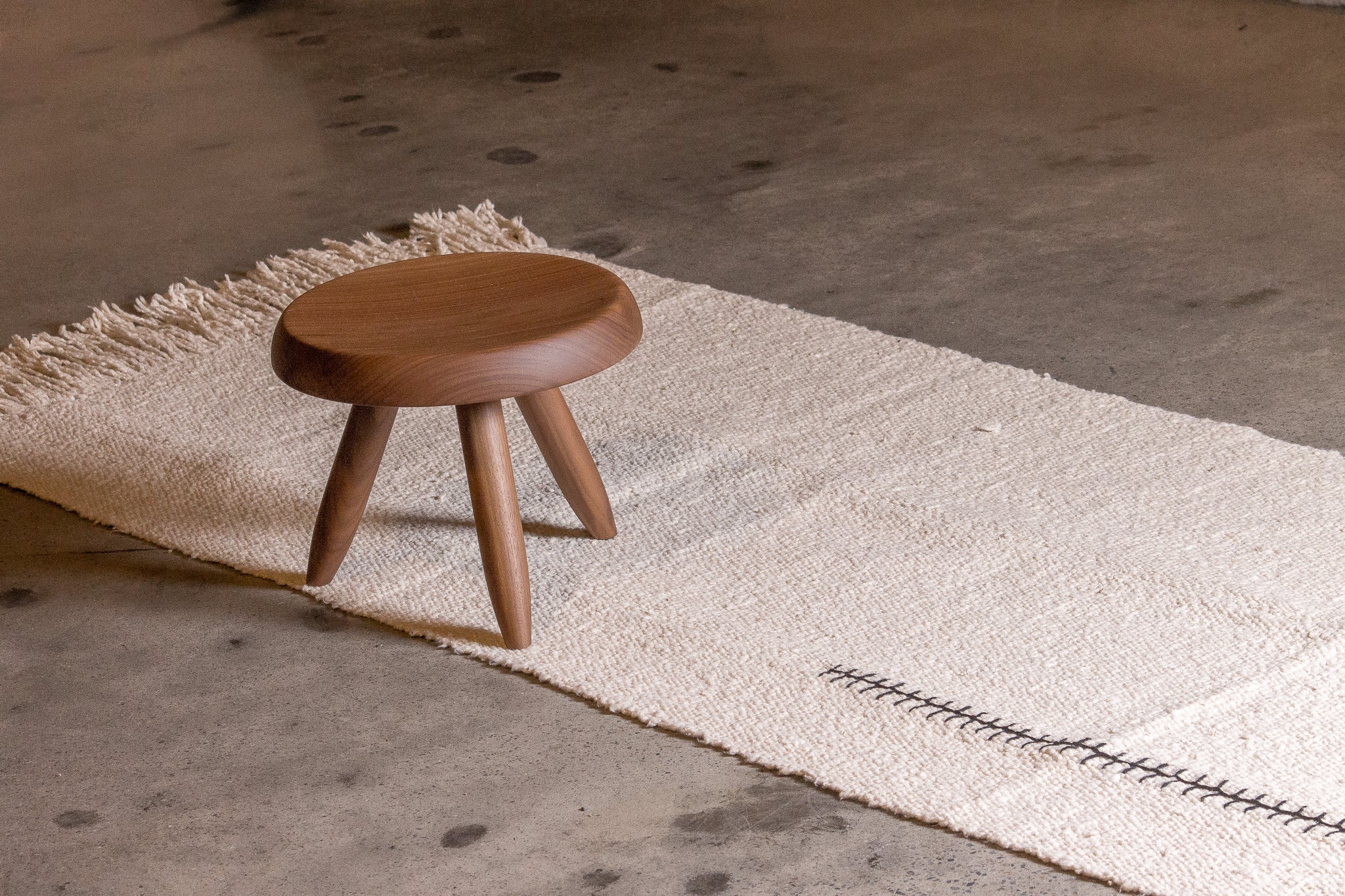 Tapis afghan blanc cassé 100% coton - 83cm x 296cm
