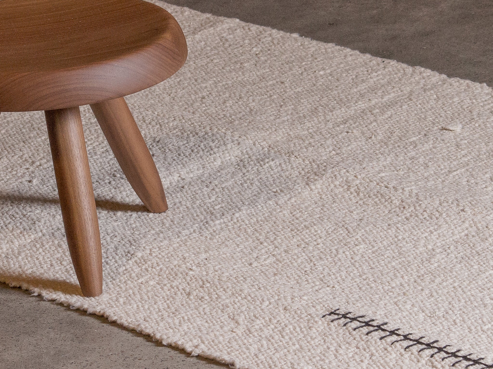 Tapis afghan blanc cassé 100% coton - 83cm x 296cm