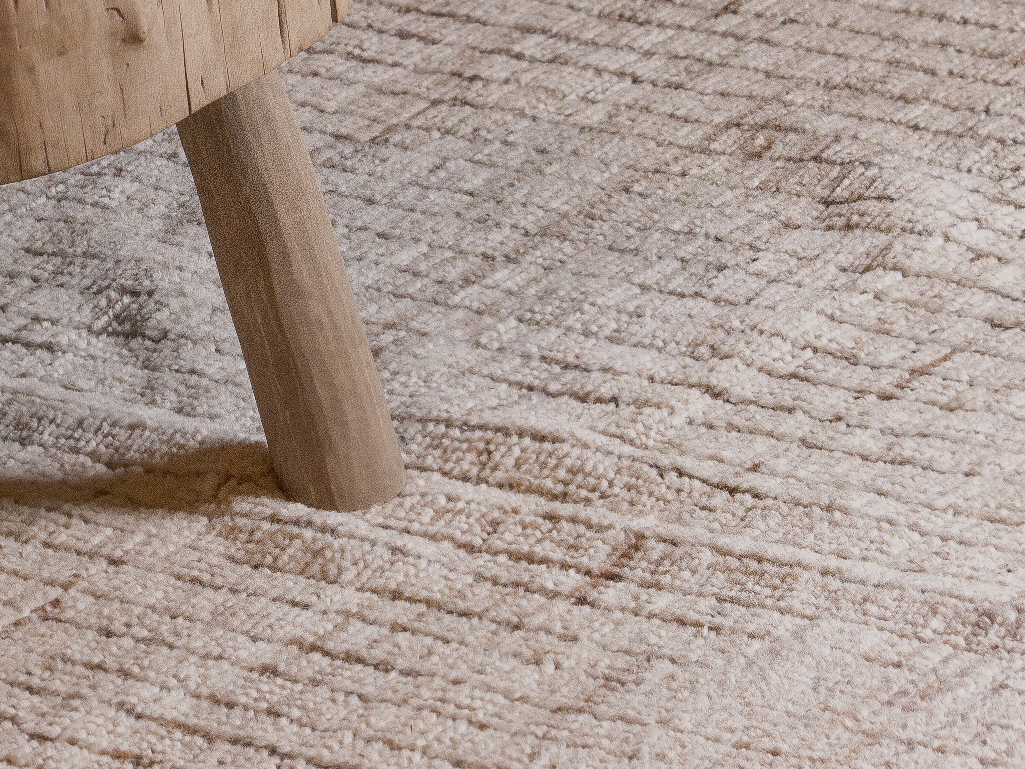 Tapis afghan beige naturel et marron 100% laine - 242cm x 298cm