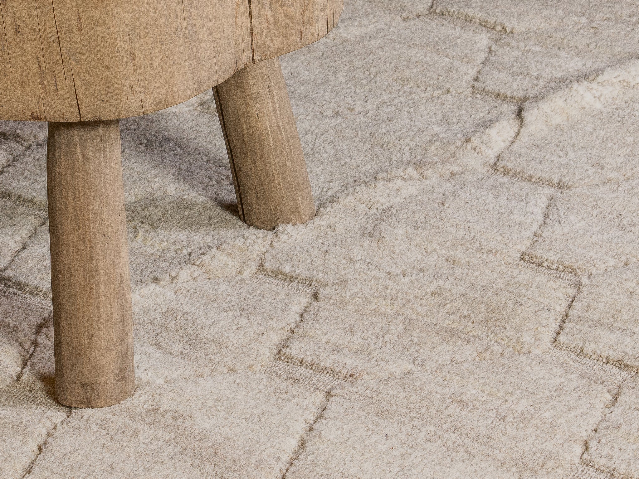 Tapis afghan blanc cassé damier 100% laine - 302cm x 397cm