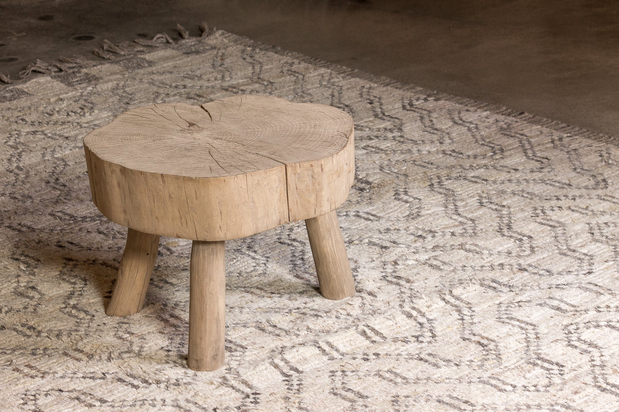 Tapis afghan beige et maron 100% laine