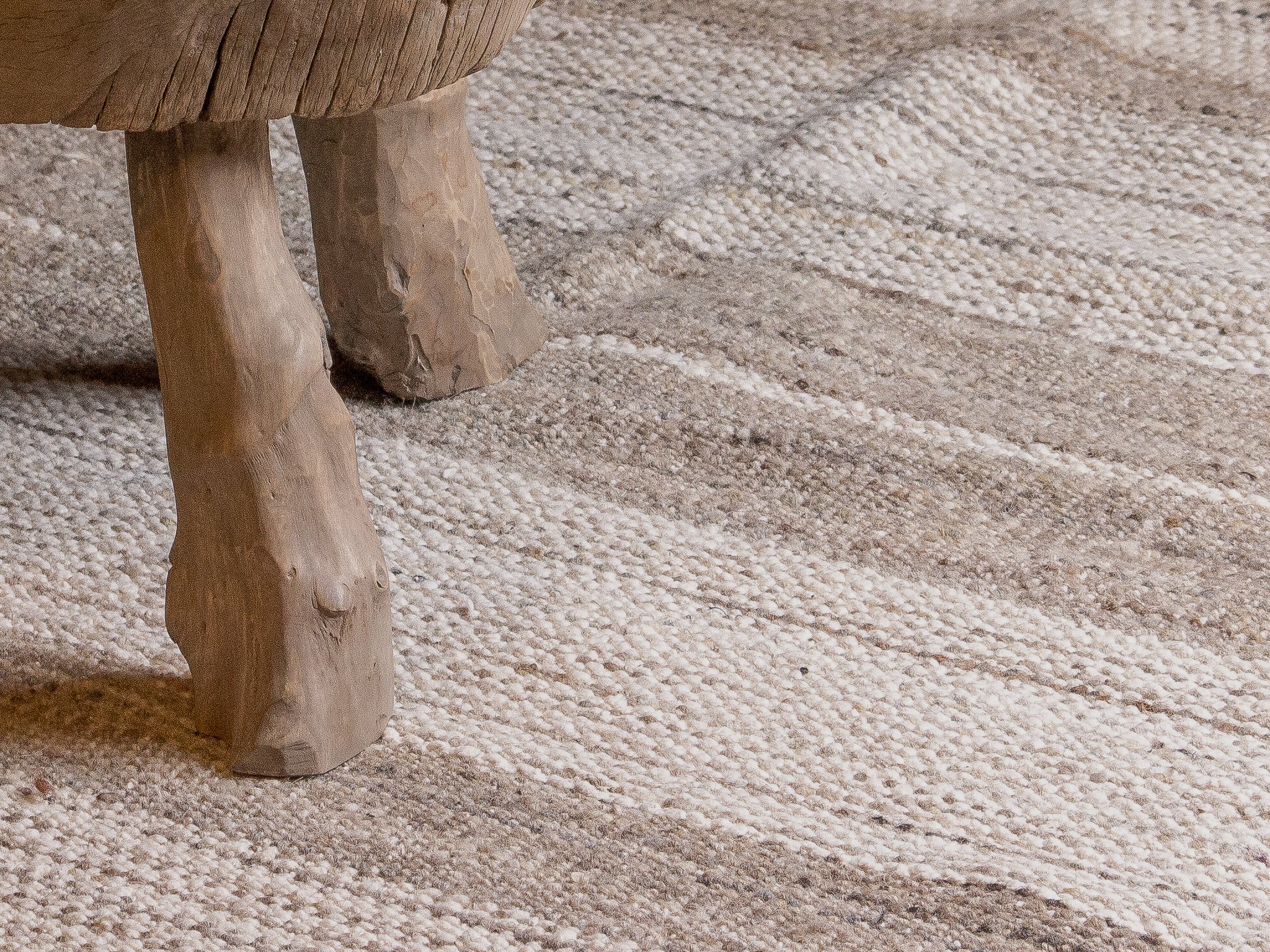 Tapis afghan marron clair et beige 100% laine - 170cm x 240cm