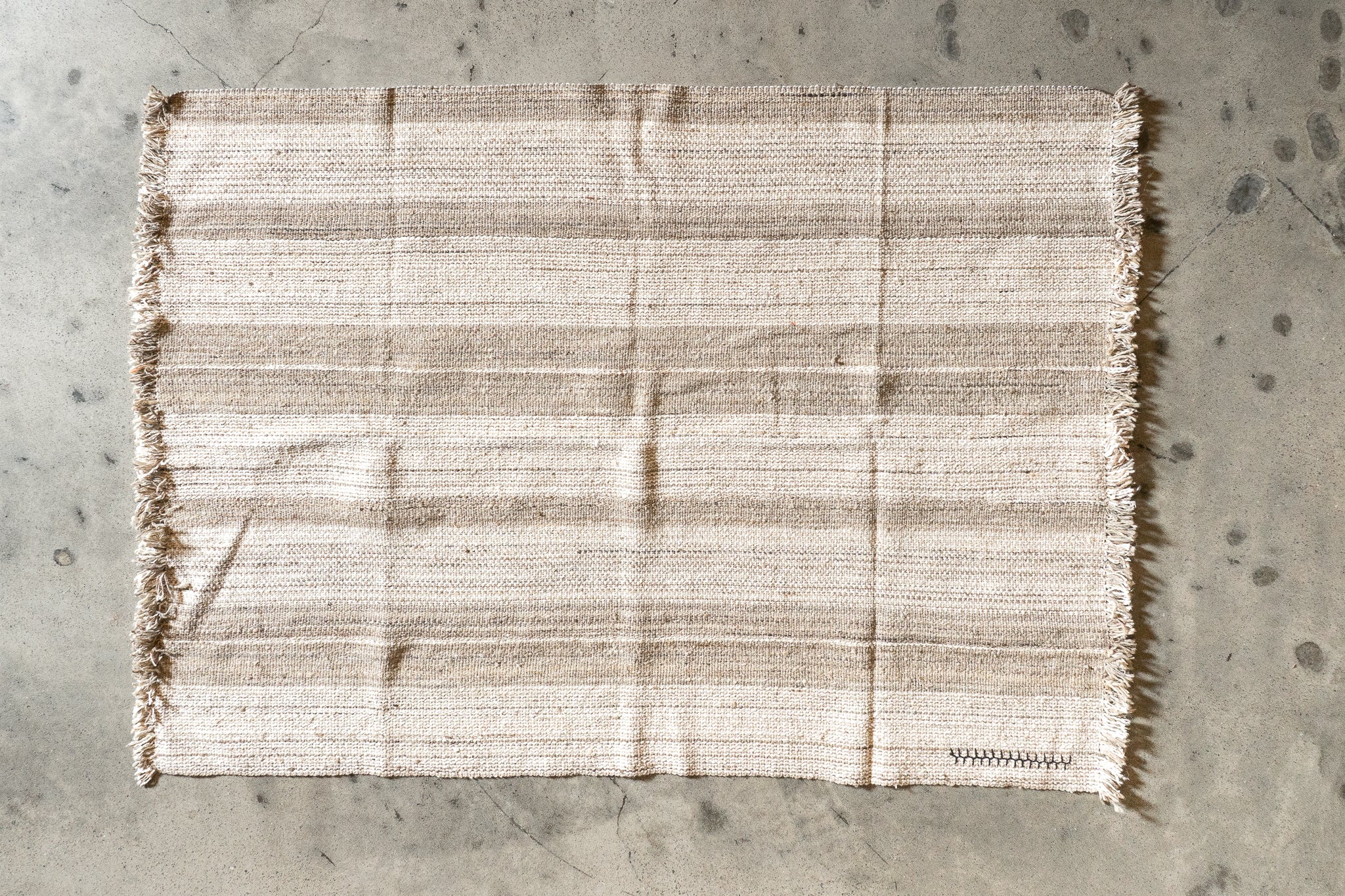 Tapis afghan marron clair et beige 100% laine - 170cm x 240cm