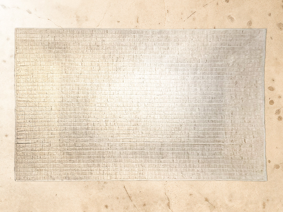Tapis afghan blanc cassé 100% laine noués à la main - 363cm x 450cm