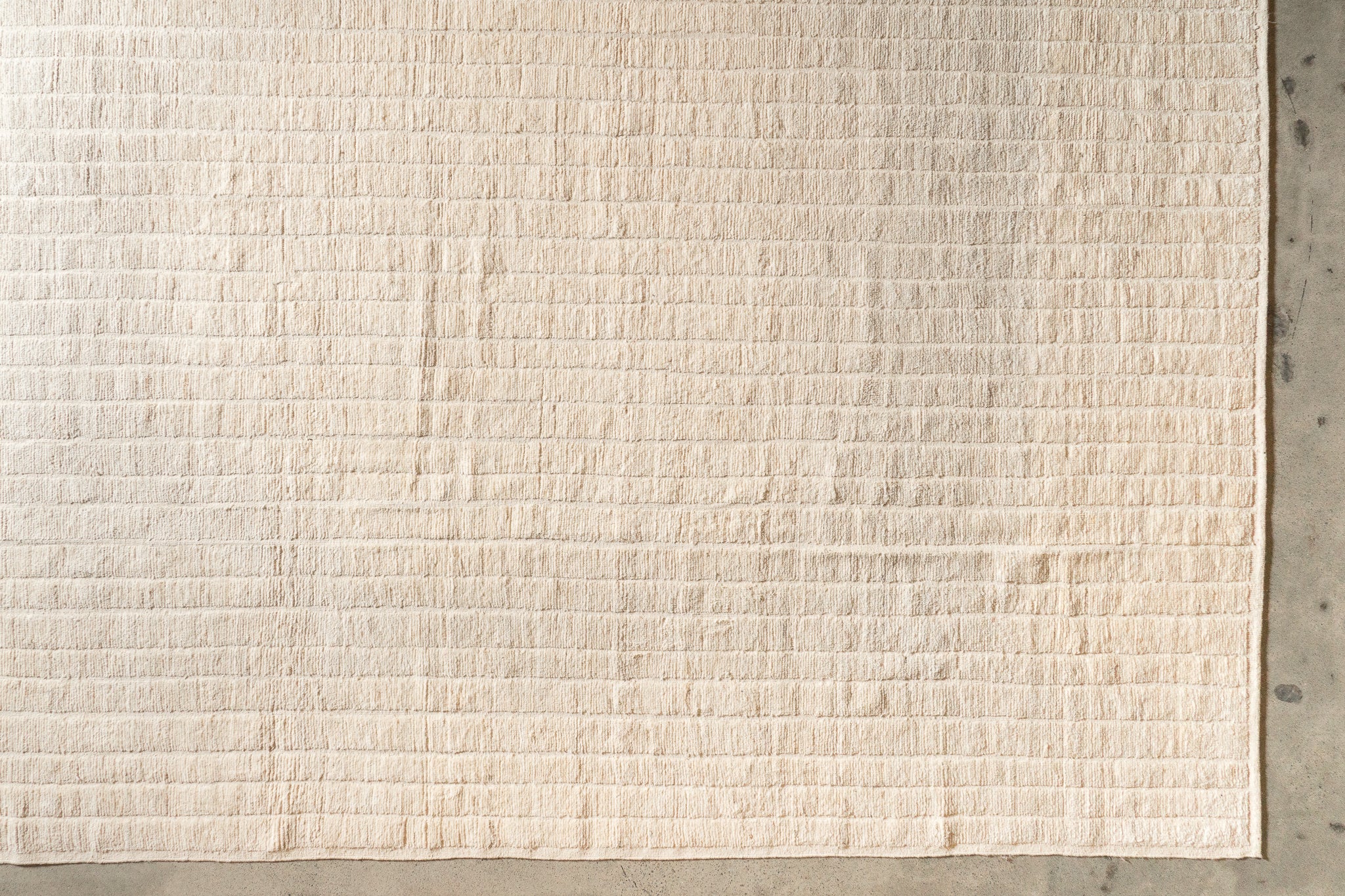 Tapis afghan blanc cassé 100% laine noués à la main - 363cm x 450cm