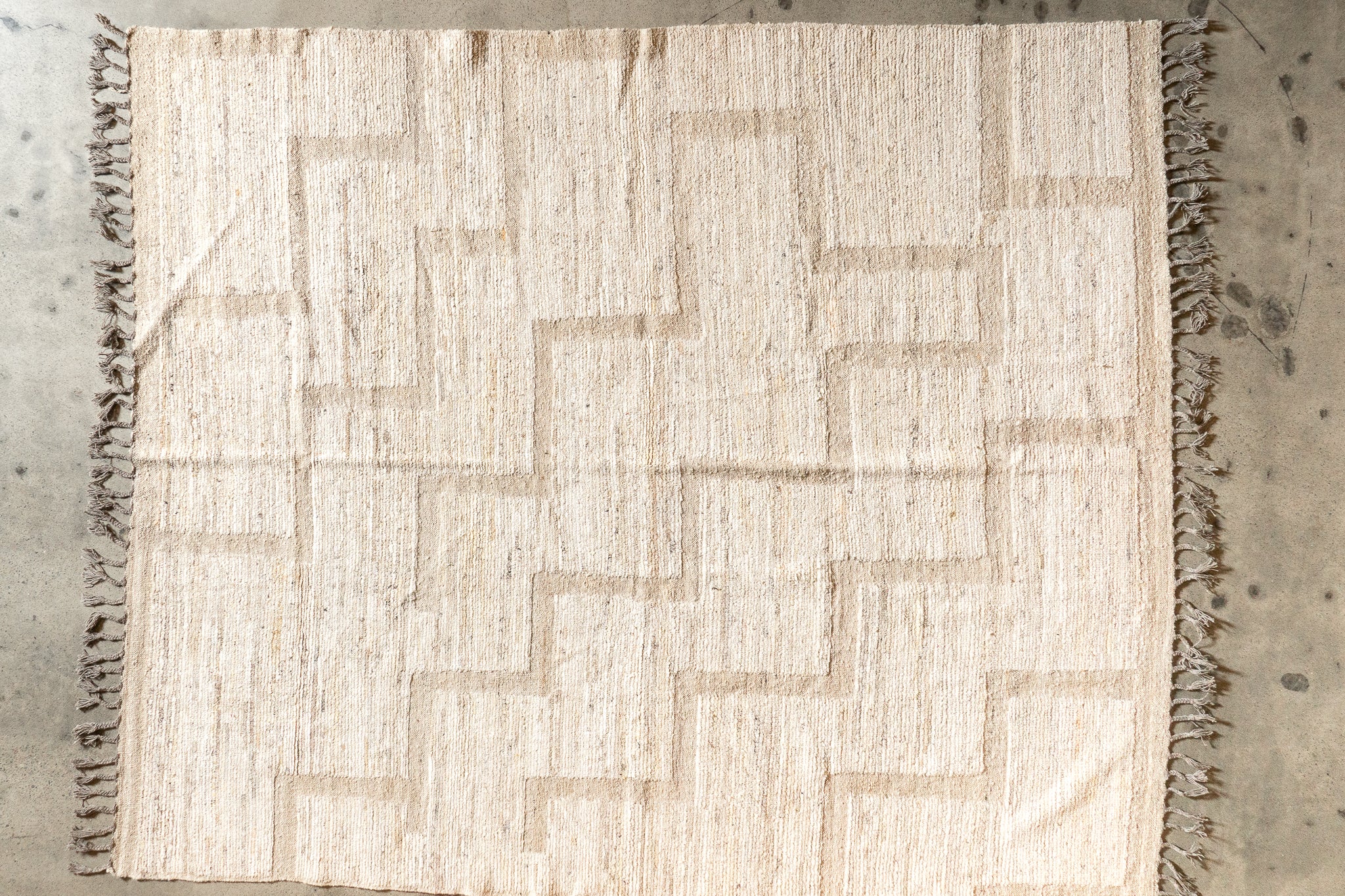 Tapis afghan beige, maron clair 100% laine - 252cm x 313cm