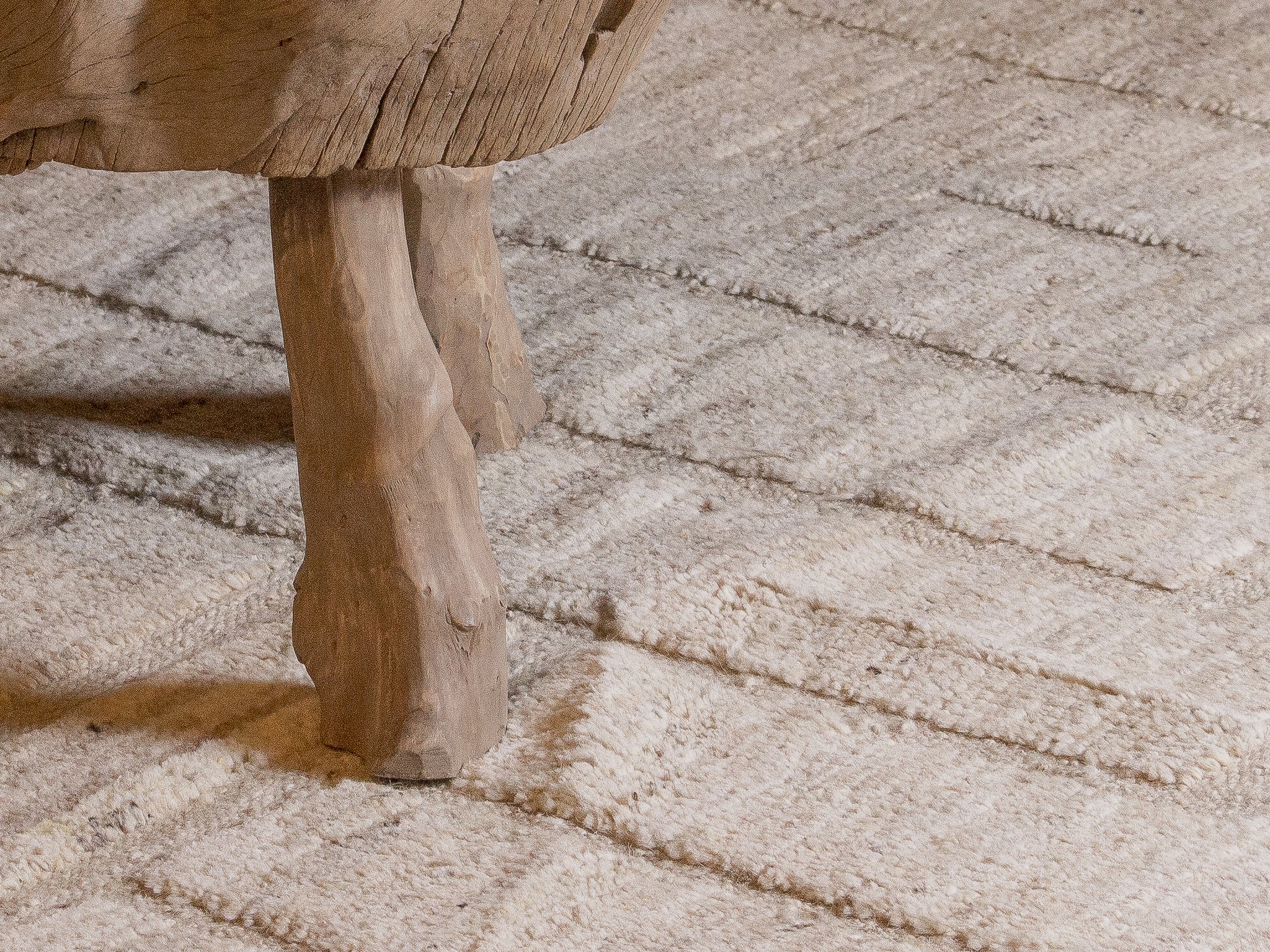 Tapis afghan beige naturel 100% laine - 217cm x 310cm