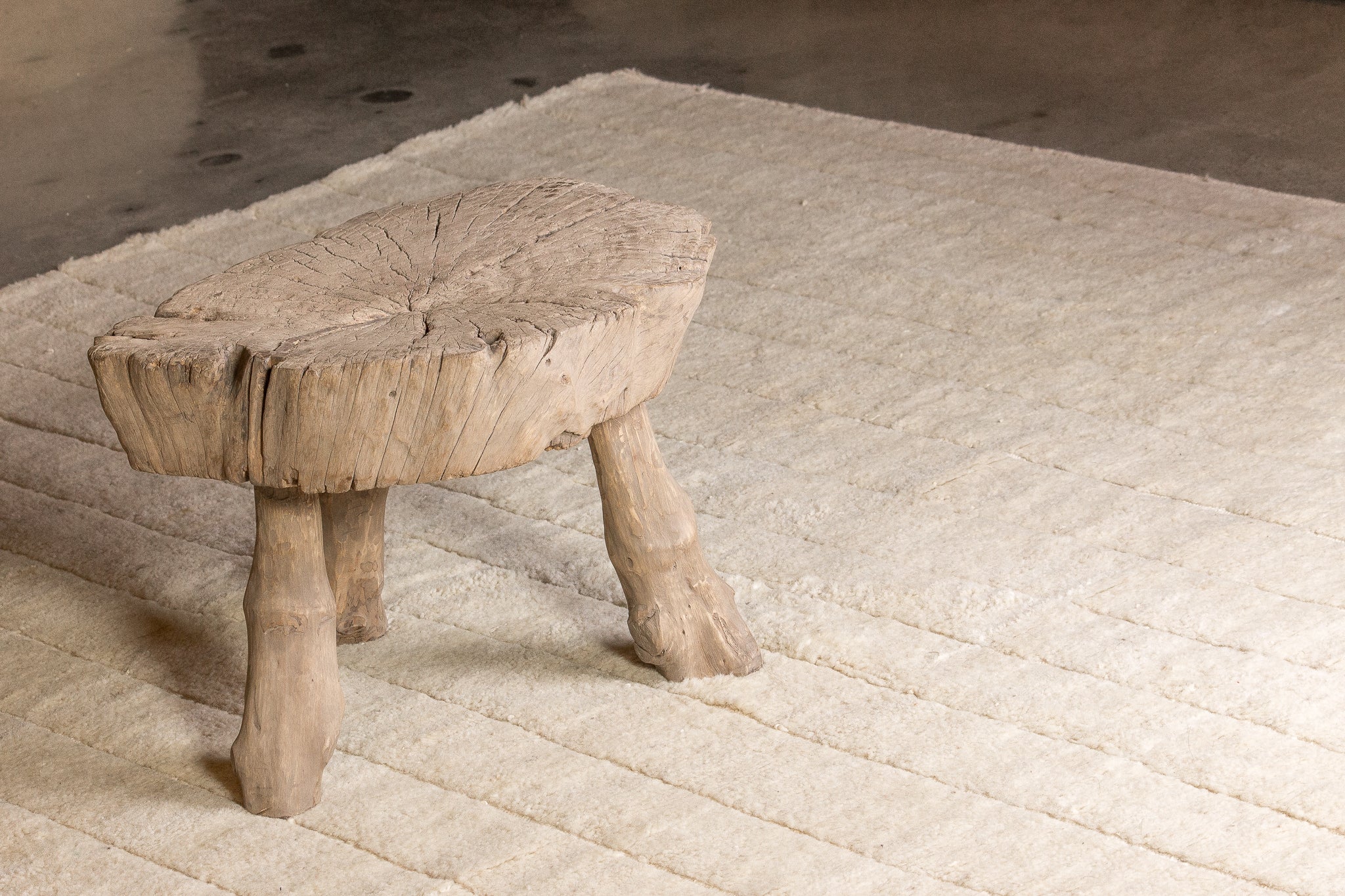 Tapis Afghan beige 100% laine - 233cm x 246cm