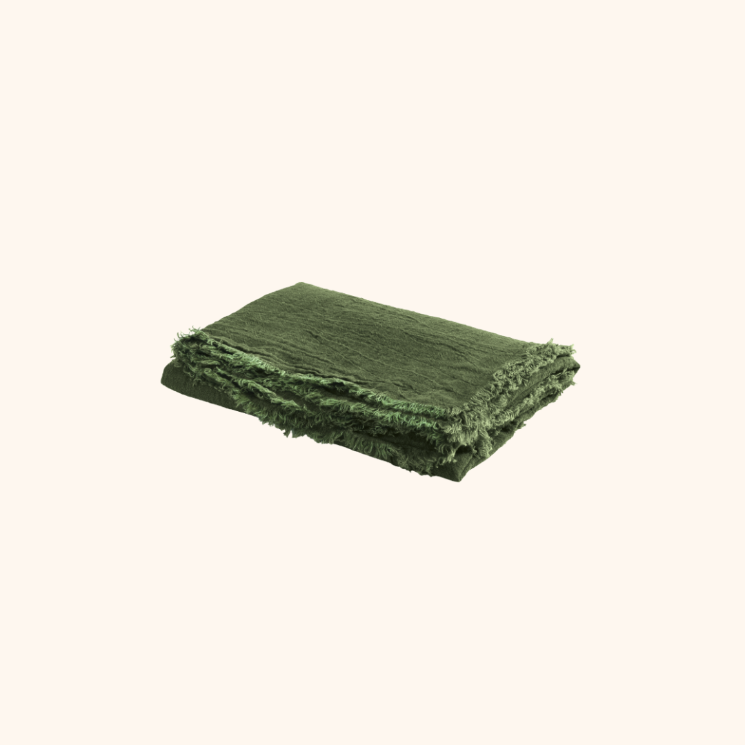 Vice Versa Fringed Throw in Washed Linen Crepe