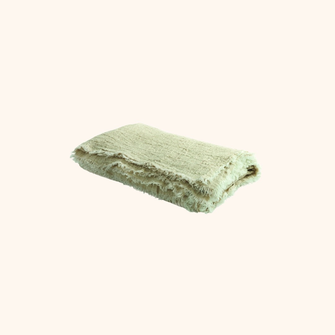 Vice Versa Fringed Throw in Washed Linen Crepe