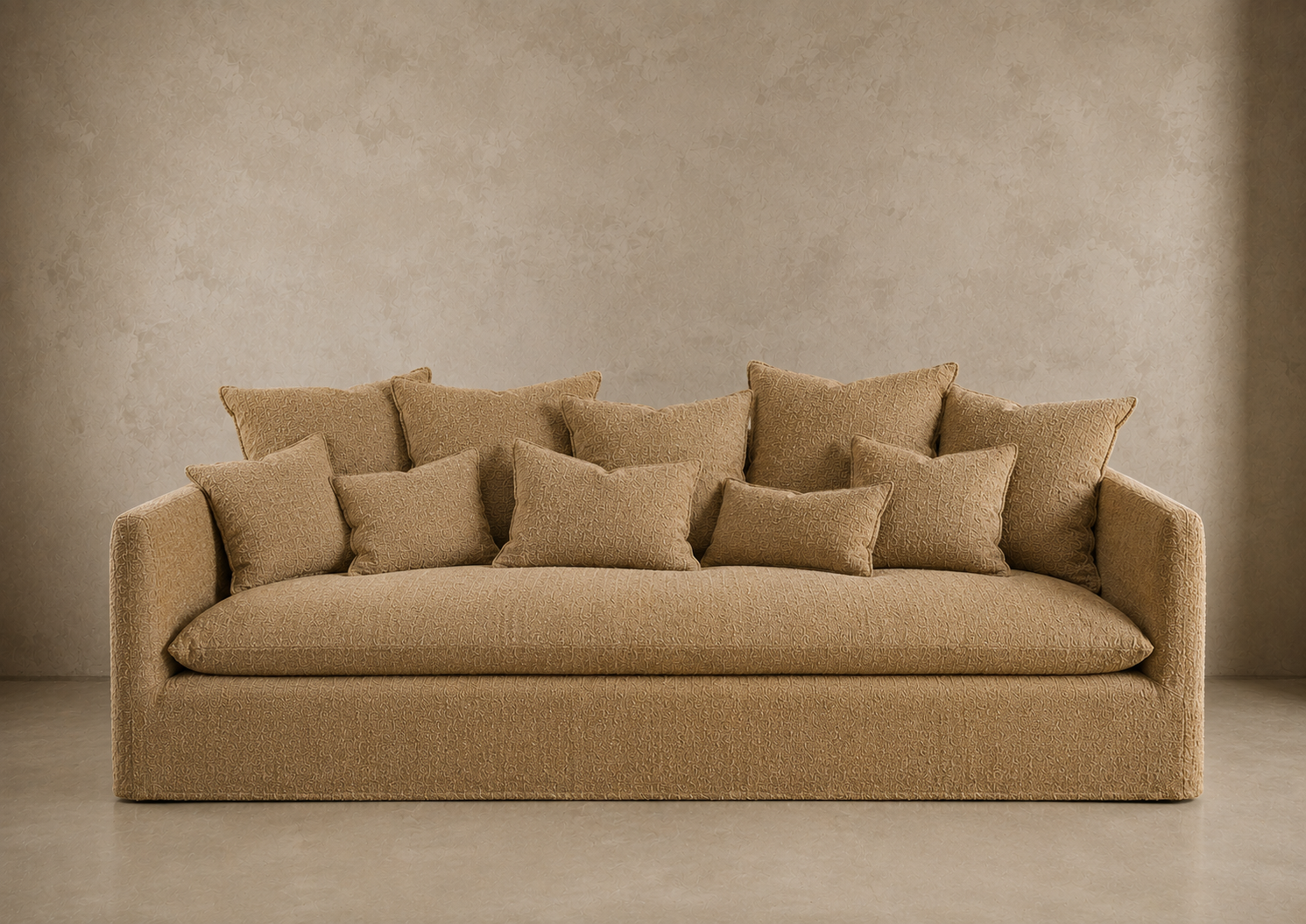 Canapé boho - Toile belsize upcyclée - cappucino (220 x 97 x 80 cm)