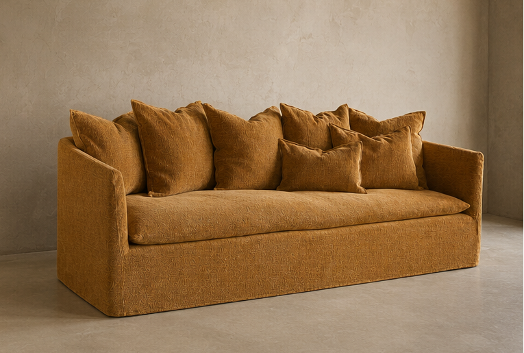 Canapé boho - Toile tuftée upcyclée rusty (240 x 97 x 80 cm)