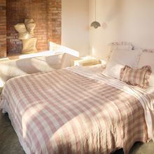 Jeté Vice Versa Frangé Lin Lavé Vichy Cottage