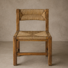 Chaise chinée, bois et assise paillée - Pièce unique
