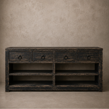 Comptoir en orme ancien laqué noir - Pièce unique