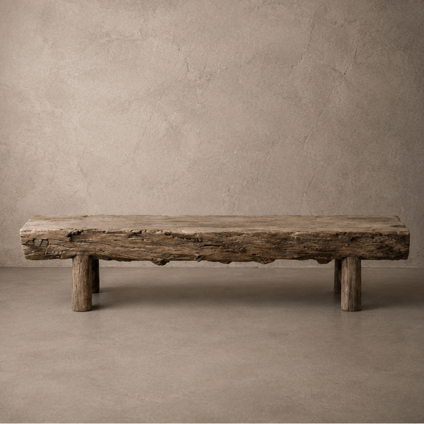 Table basse en orme massif - Pièce unique