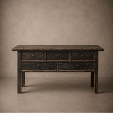Console patine noire 6 tiroirs - Pièce unique
