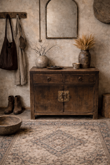 Petit buffet noir 2 portes et 2 tiroirs, XIXe siècle, Chine, 84 x 44 x H83 cm