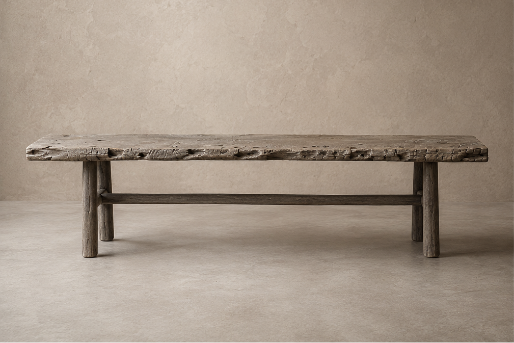 Table basse en chêne pieds bois - Pièce unique
