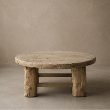 Table basse ronde style tofu - Pièce unique