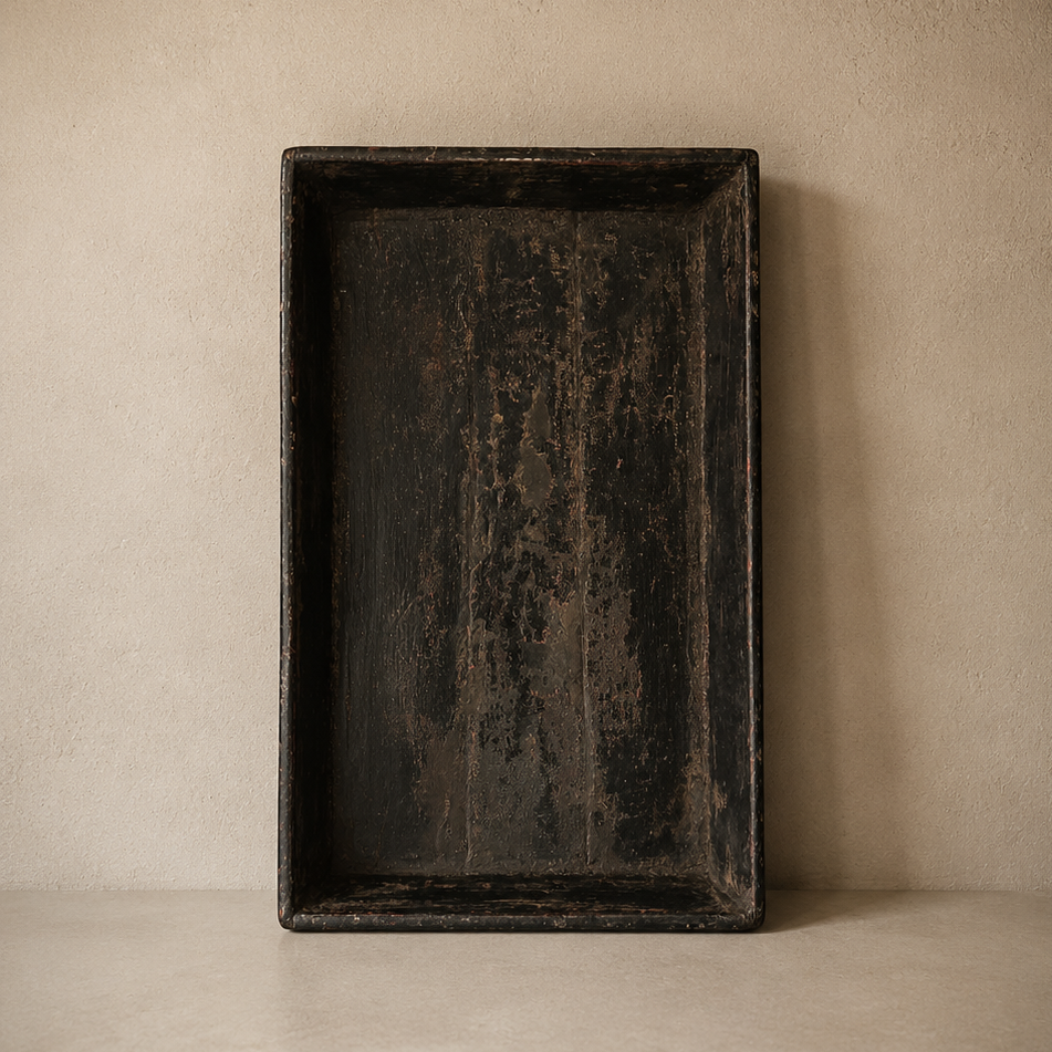 Plateau à thé foncé rectangulaire  - Pièce unique